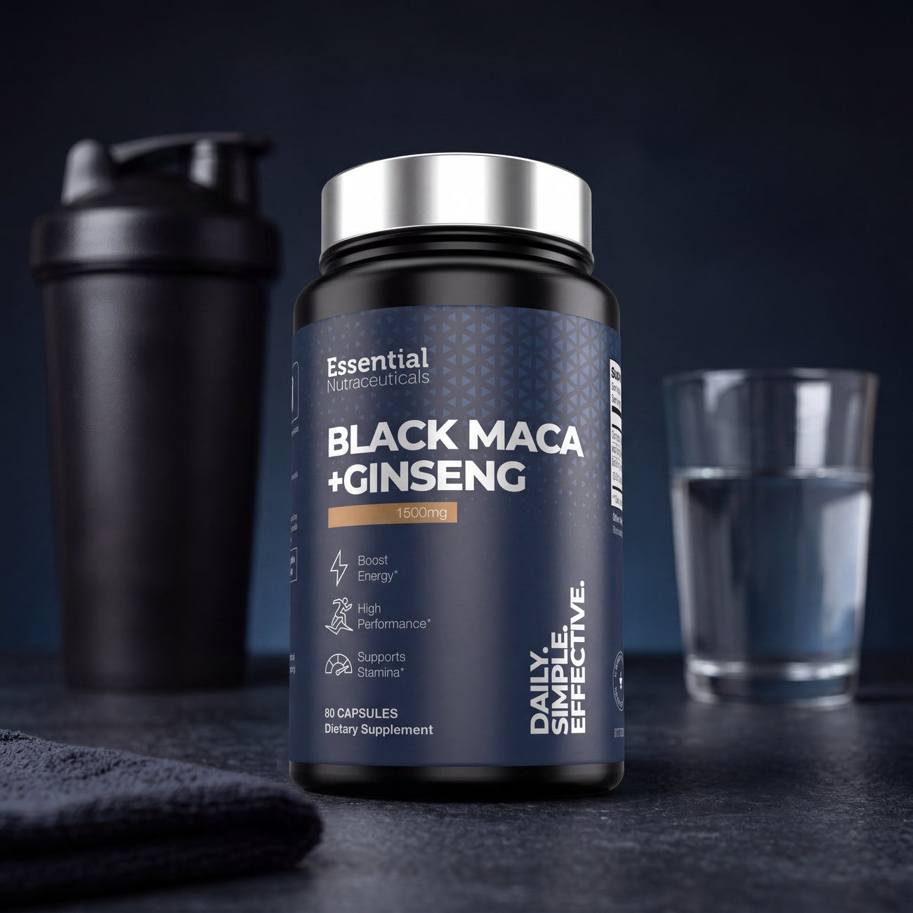 Black Maca + Ginseng 1500mg — Energía, Rendimiento y Resistencia Combinados